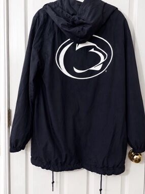 PINK Victoria's Secret Black Hooded Windbreaker with White Logo